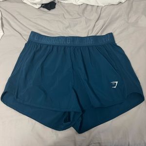 teal-ish blue gym shark athletic shorts